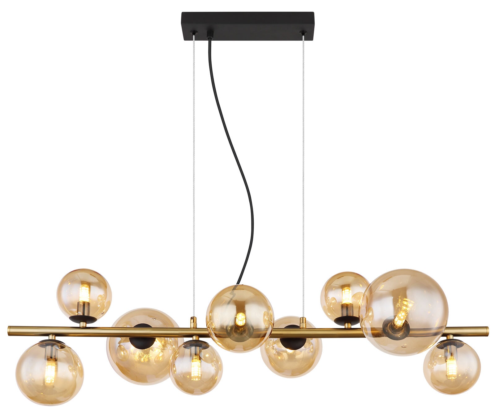 Globo LED Retrofit Balkenpendel Riha schwarz amber 13flg. 120x34,5cm 120cm