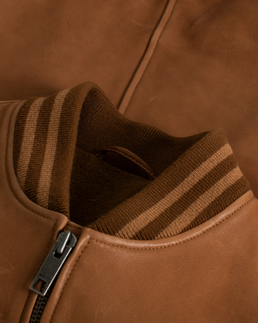 GANT Leather Varsity Jacket Brown Sugar