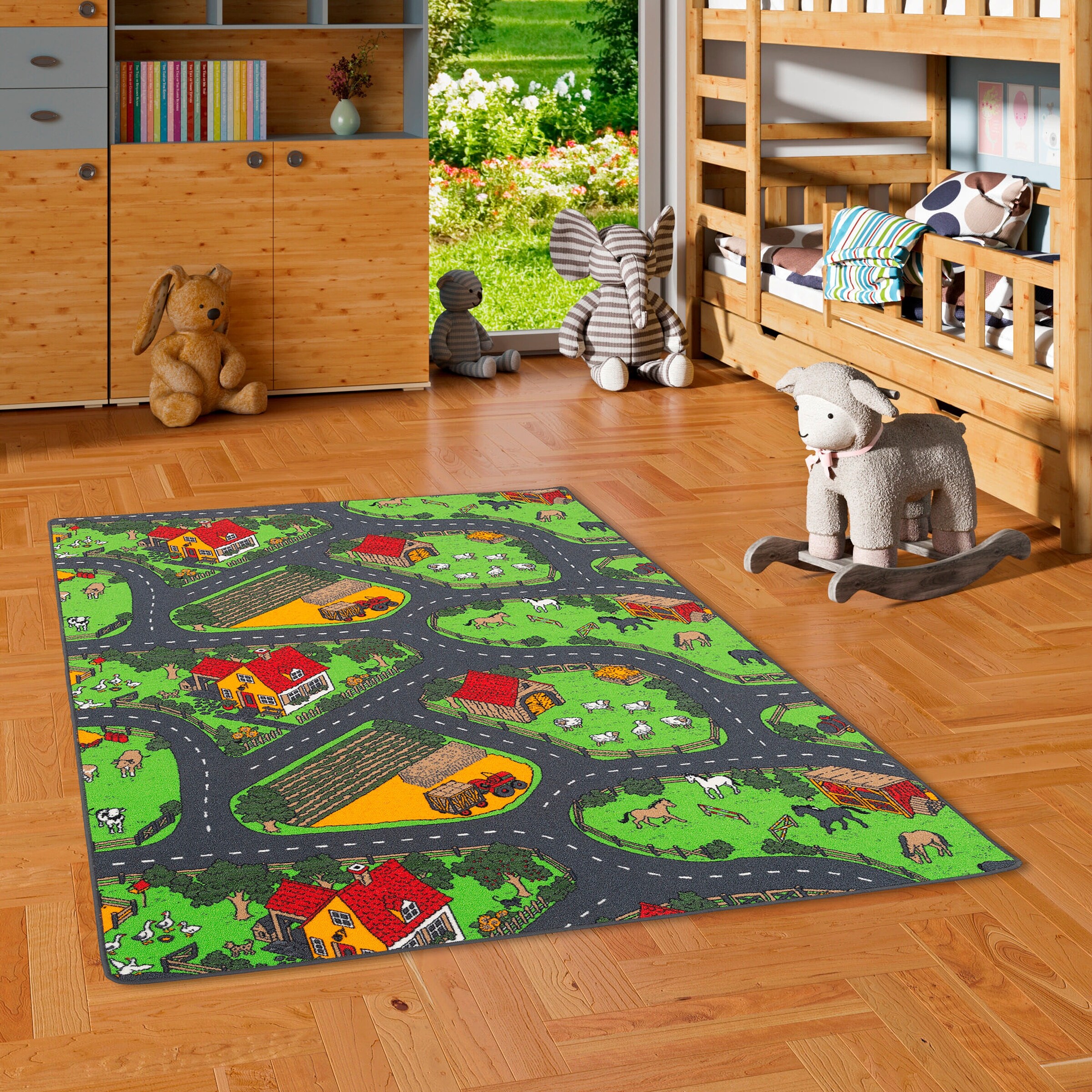 Snapstyle Kinder Spiel Straßenteppich Anthrazit - 100x200 cm