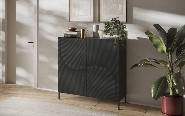 INOSIGN Highboard »Snake, Kommode, Anrichte, Stauraummöbel, Höhe 123 cm, Breite 121 cm« moderne Wohnmöbel, 2 Türen, viel Stauraum, stilvoll und funktional