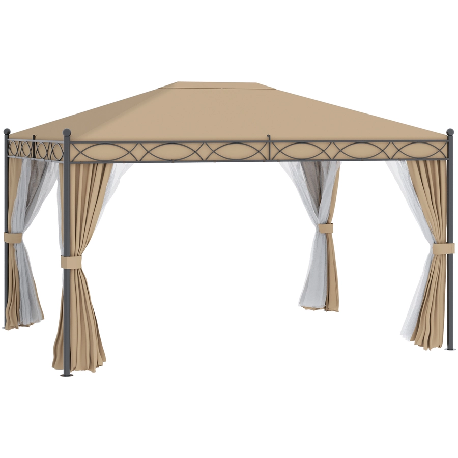 Outsunny Pavillon mit Seitenwänden beige