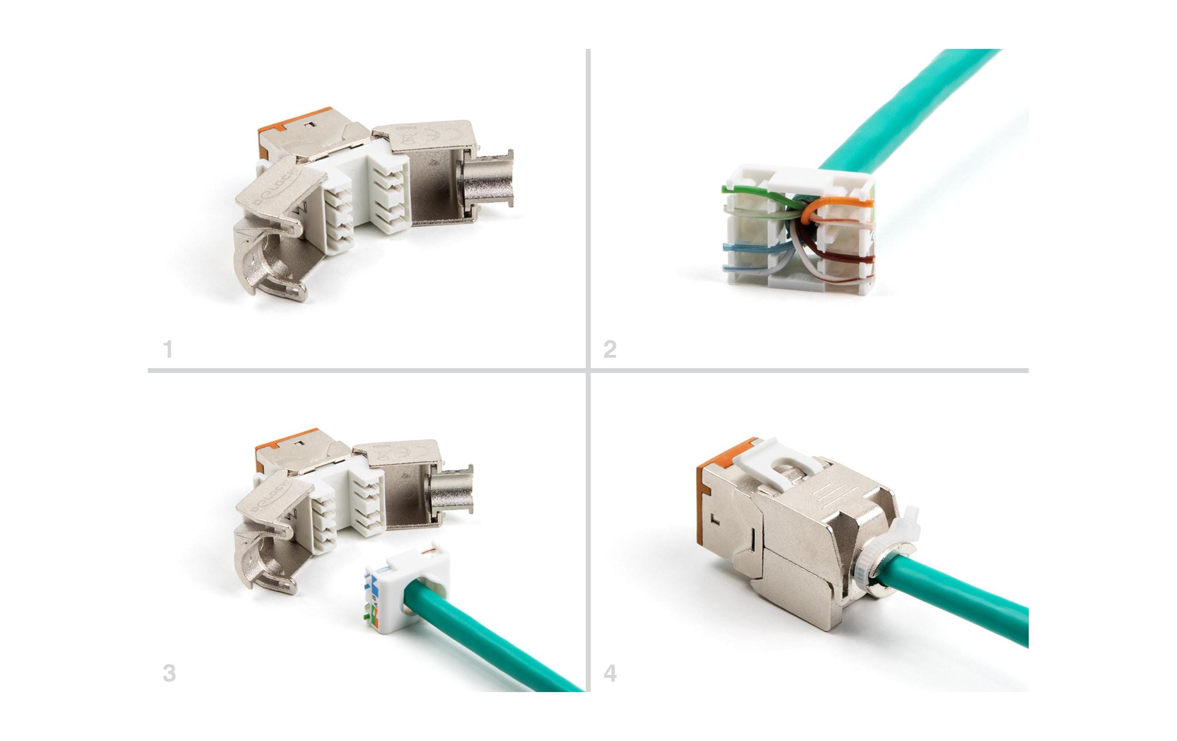 Keystone-Modul RJ45 zu LSA Cat.6A Orange, 10 StückDelock Keystone Modul RJ45 Buchse zu LSA Cat.6A werkzeugfrei orange Set 10 Stück