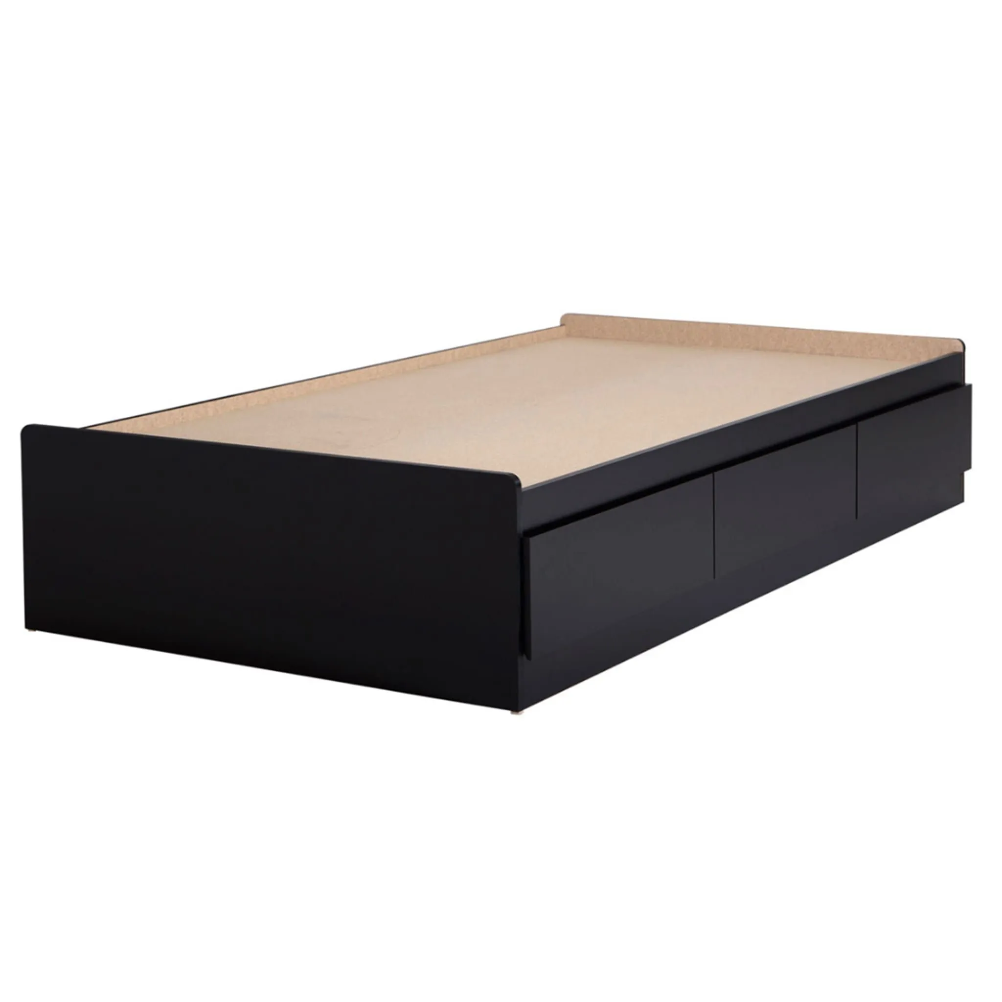South Shore Lit Matelot Simple 3 Tiroirs Vito - Noir Solide