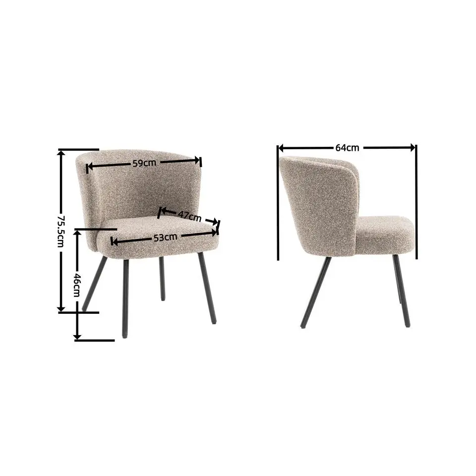 Furnihaus Fauteuil Cindy Boucle Taupe Stof