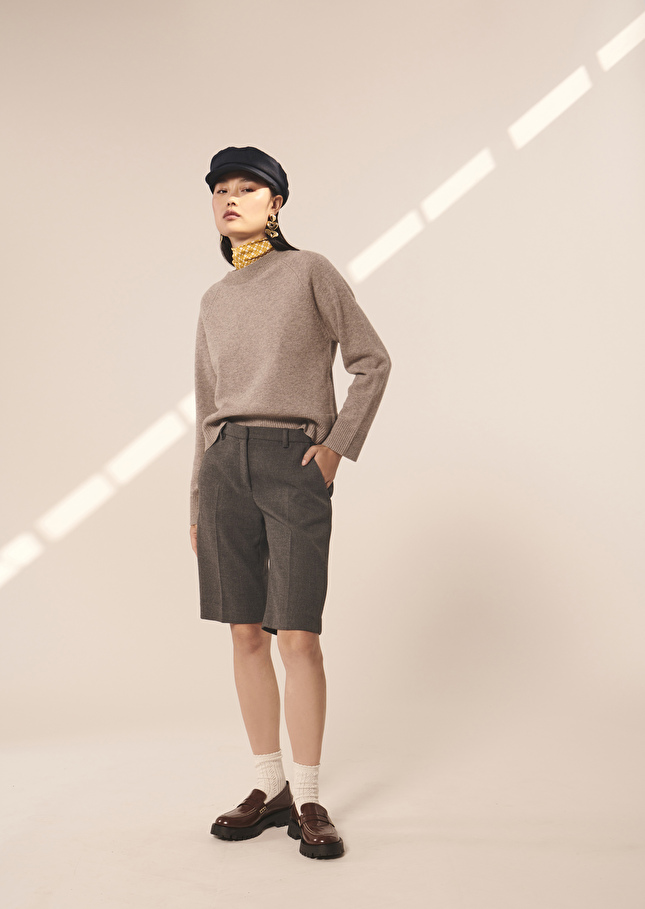 Pull Pemabeige en laine merinos et alpaga