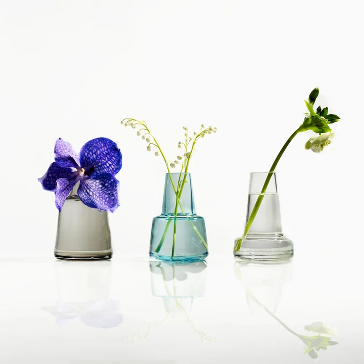 Holmegaard - Flora Vase, kurzer Hals, H 24 cm, blau