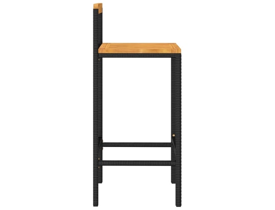 VIDAXL - Tabourets de bar 4 pcs noir résine tressée et bois d'acacia