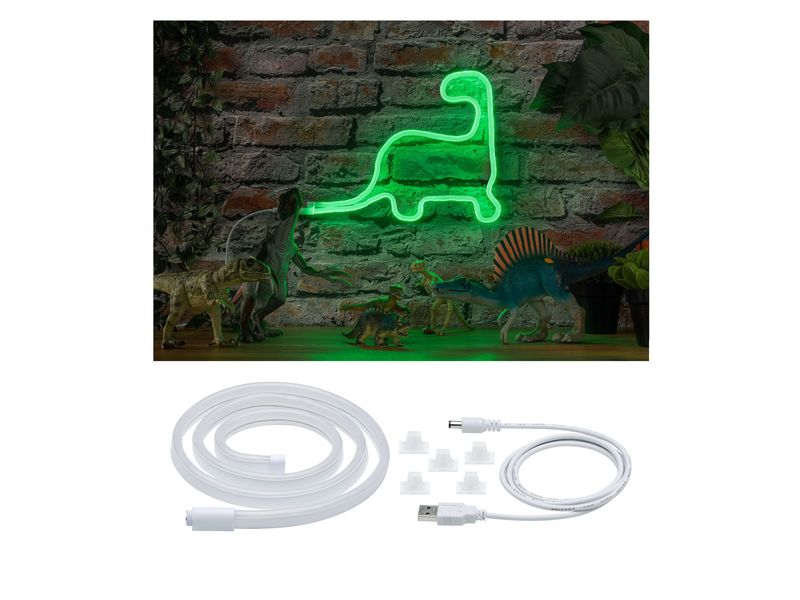 Paulmann LED-Stripe Neon Colorflex Grün, 1 m Biegbarer Lichtstreifen mit USB-Anschluss