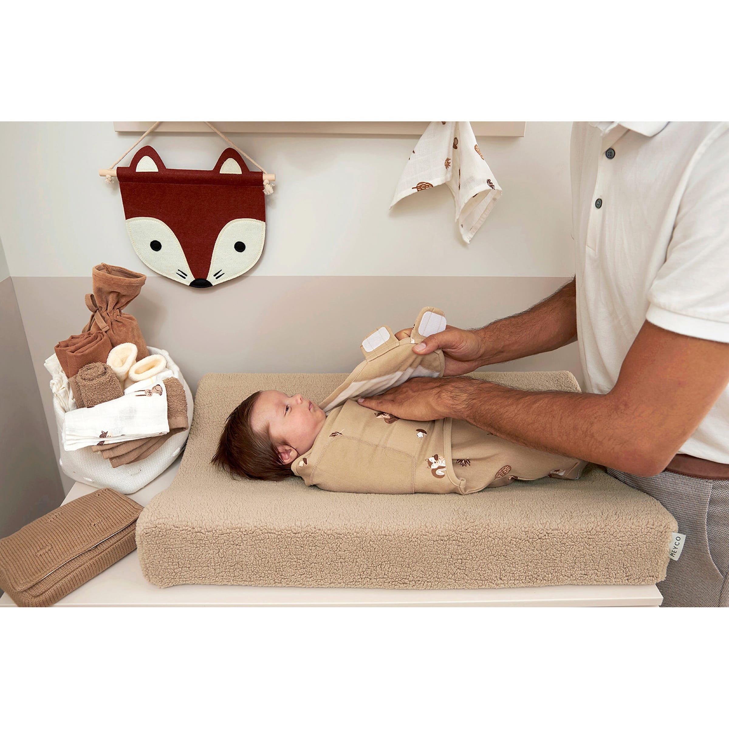 Meyco Baby Pucktuch SwaddleMeyco 1.0 TOG Größe S/M Forest Animal Sand