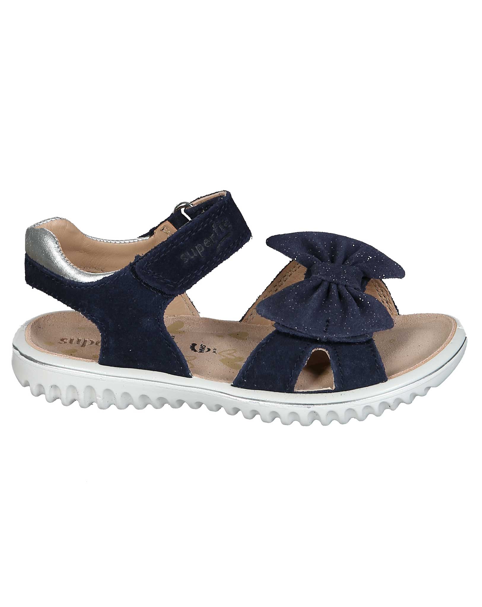 Leder-Klettsandalen SPARKLE BOW in blau