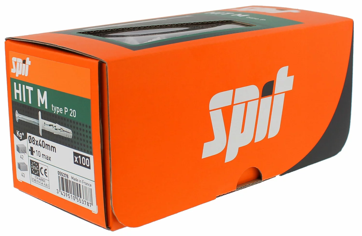 Spit 055378 Hit M Slagplug 8X40/10 P20 (Kraag 20 Mm) (100st)
