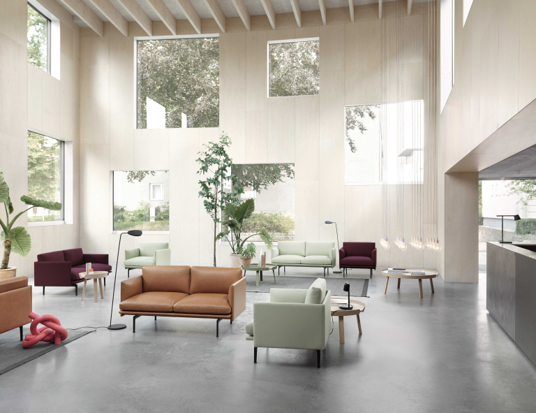 Muuto Outline bank 2-zits Fiord 151, onderstel zwart