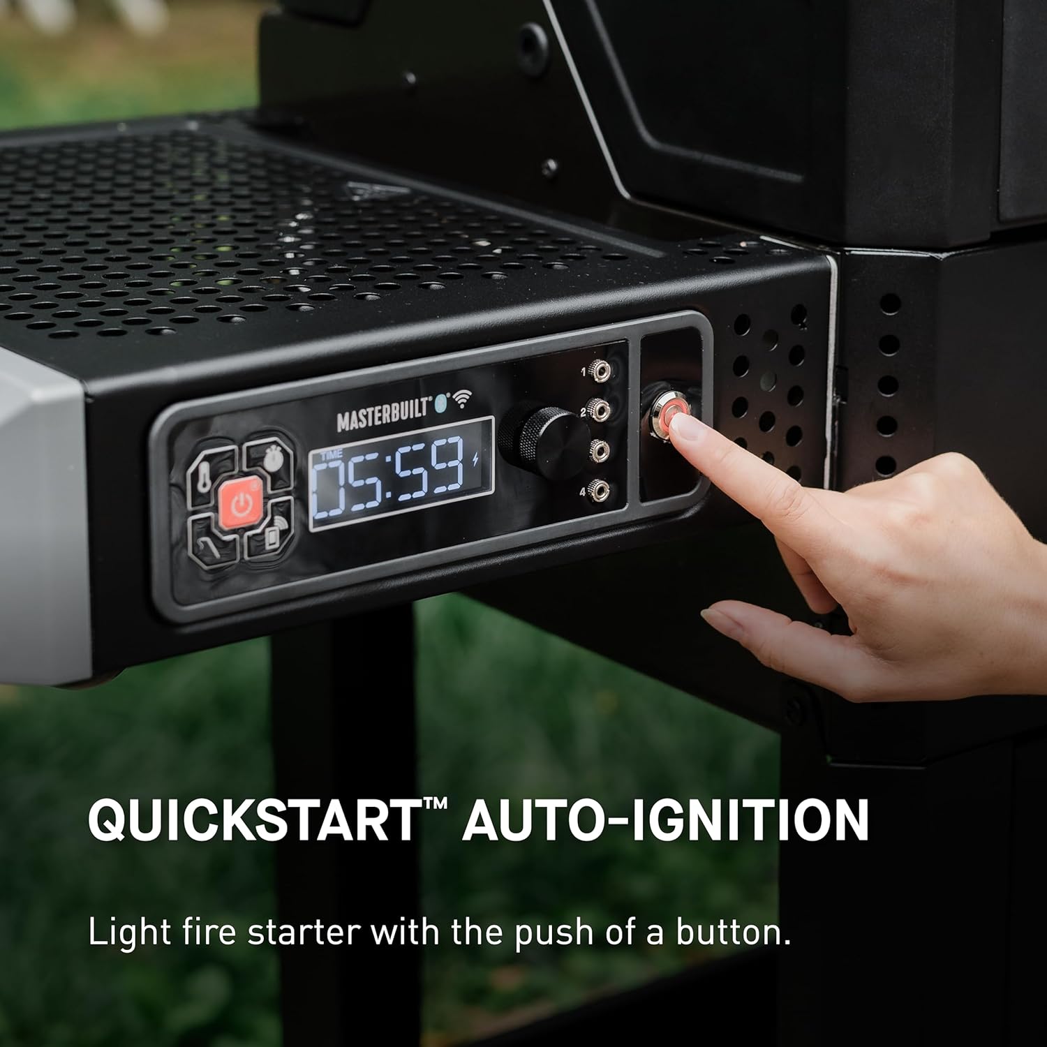 Meisterbuilt AutoIgnite 545 Digitaler Holzkohlegrill und Räucherofen mit digitaler Steuerung, App-Konnektivität, Anbratplatte, Mini-Trichter und 545 Koch-Quadratzoll in Schwarz, Modell MB20042724