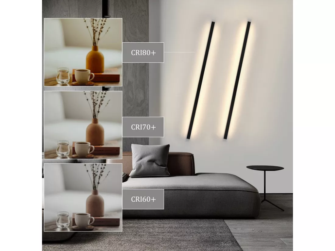 NETTLIFE Applique murale LED pour intérieur, noir, variable, 100 cm, moderne, 15 W, lampe de couloir, éclairage mural