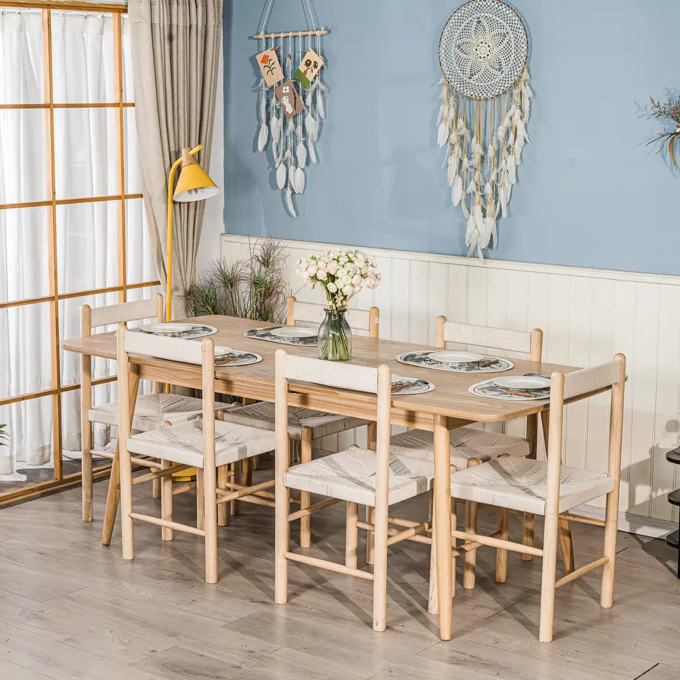 Uitschuifbare rechthoekige eettafel voor 6-8 personen van bruin
