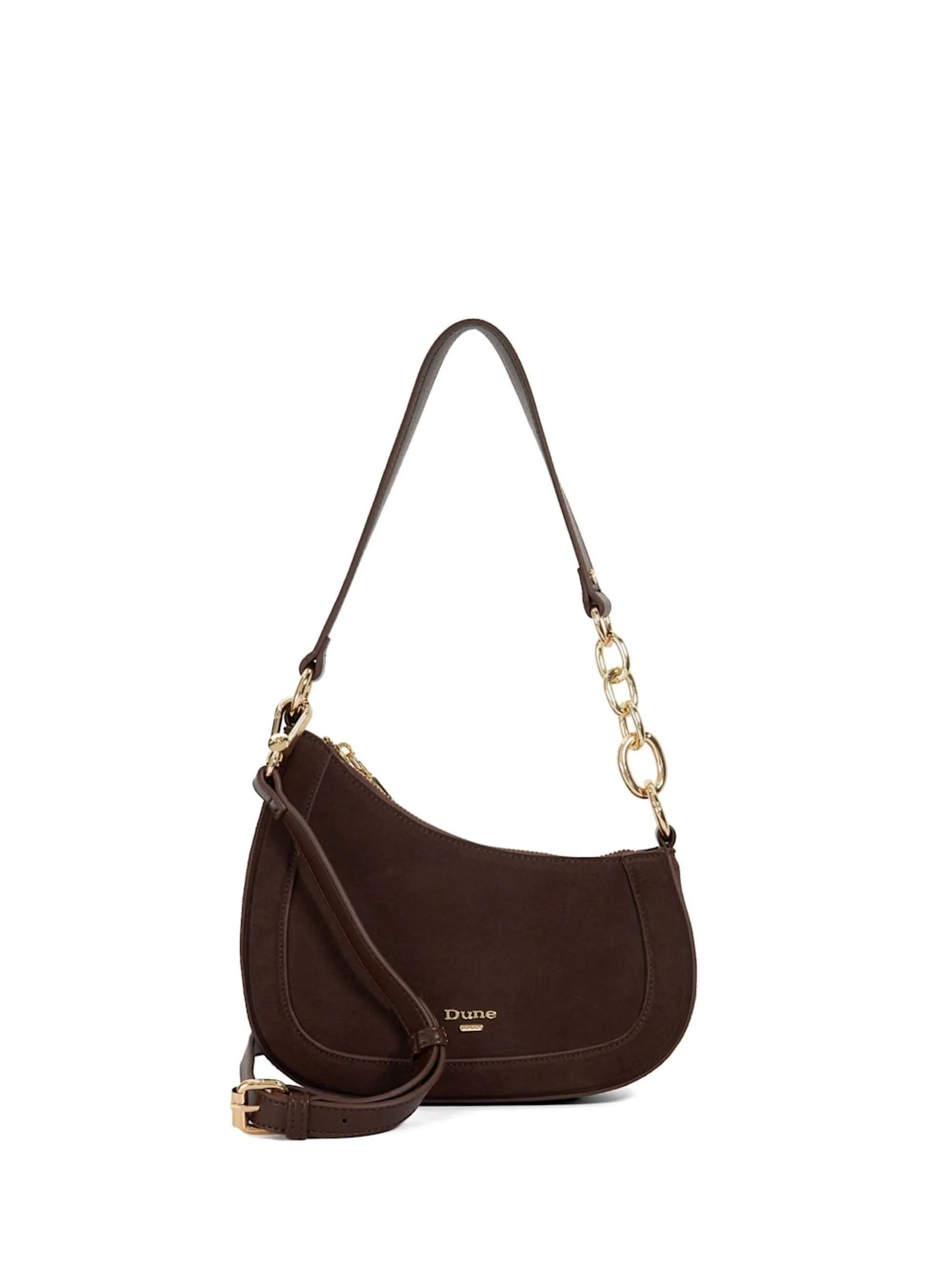 Bruin - Dune London Direction Small nette schoudertas met ronde hals