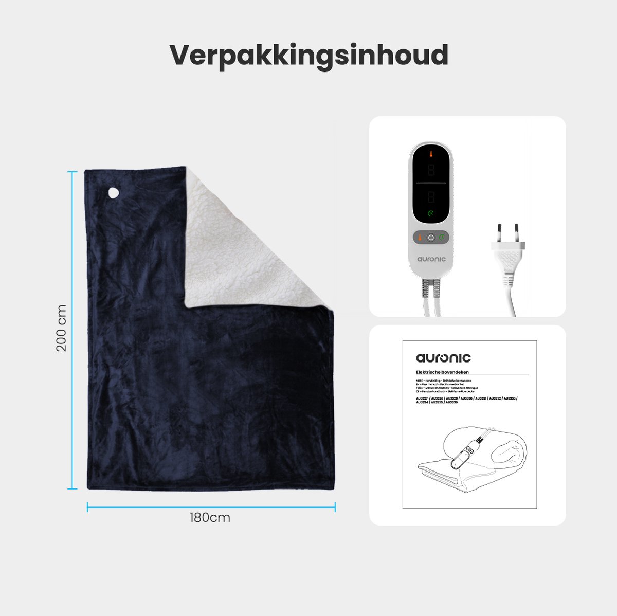 Auronic 200 x 180 cm elektrische deken - Blue