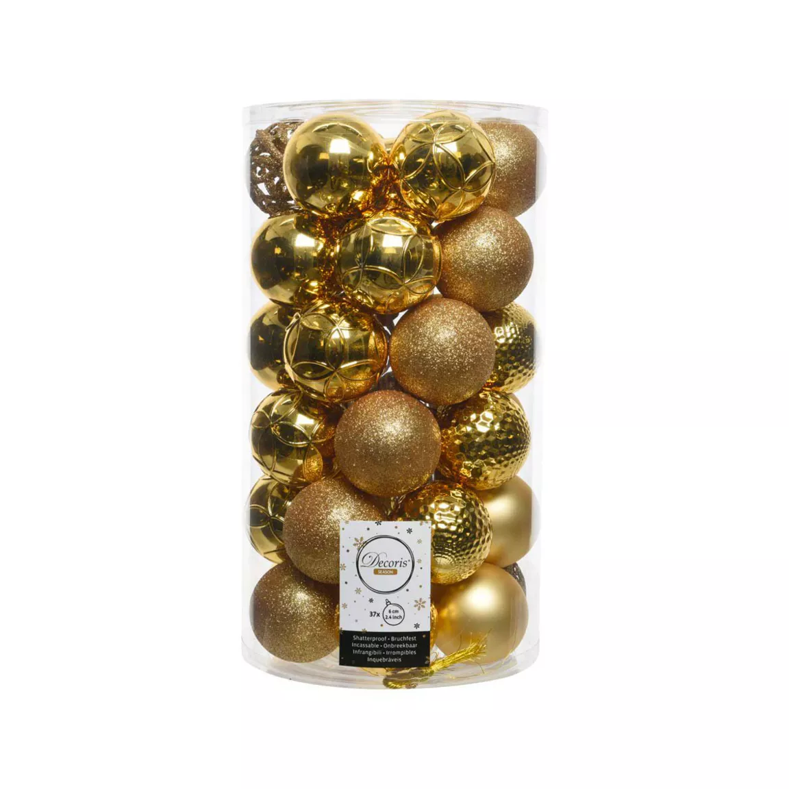 Lot de 37 boules de Noël (D60 mm) Alpine mix Or