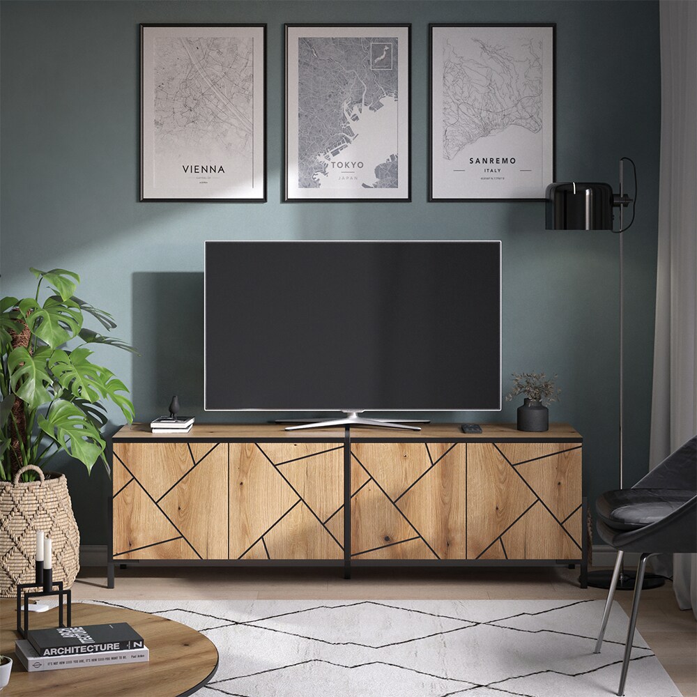Vicco TV-Lowboard Hatto, Eiche Evoke, 156,8 x 50 cm, Fernsehtisch, Wohnzimmer