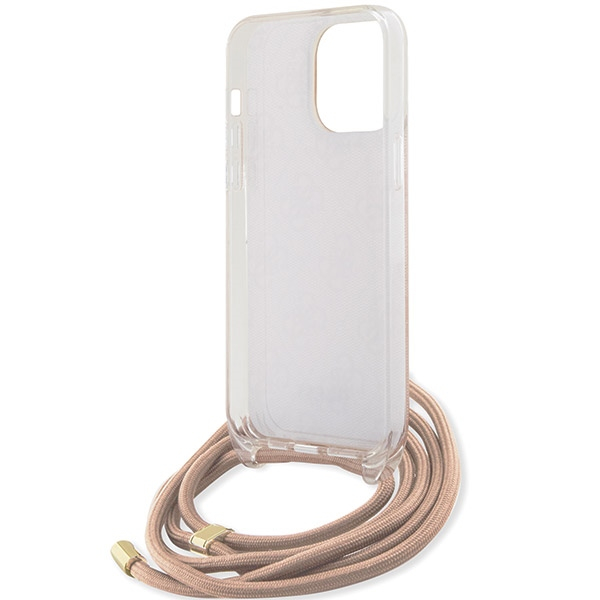 (130cm) iPhone 15 Pro Max Necklace Hardcase Hülle Crossbody 4G Print   Handykette (GUHCP15XHC4SEP) - Rosa