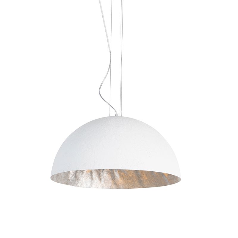 Moderne hanglamp wit met zilver 50cm - Magna