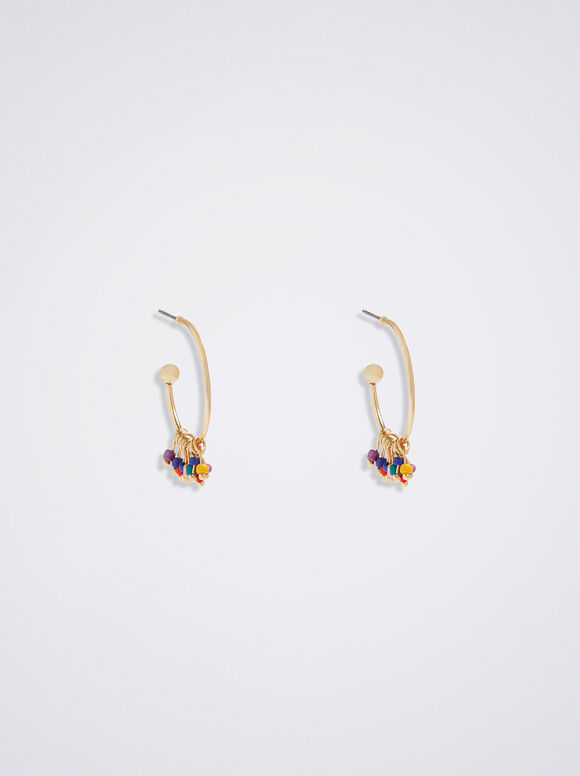 Brincos de argola com miçangas - Multicor