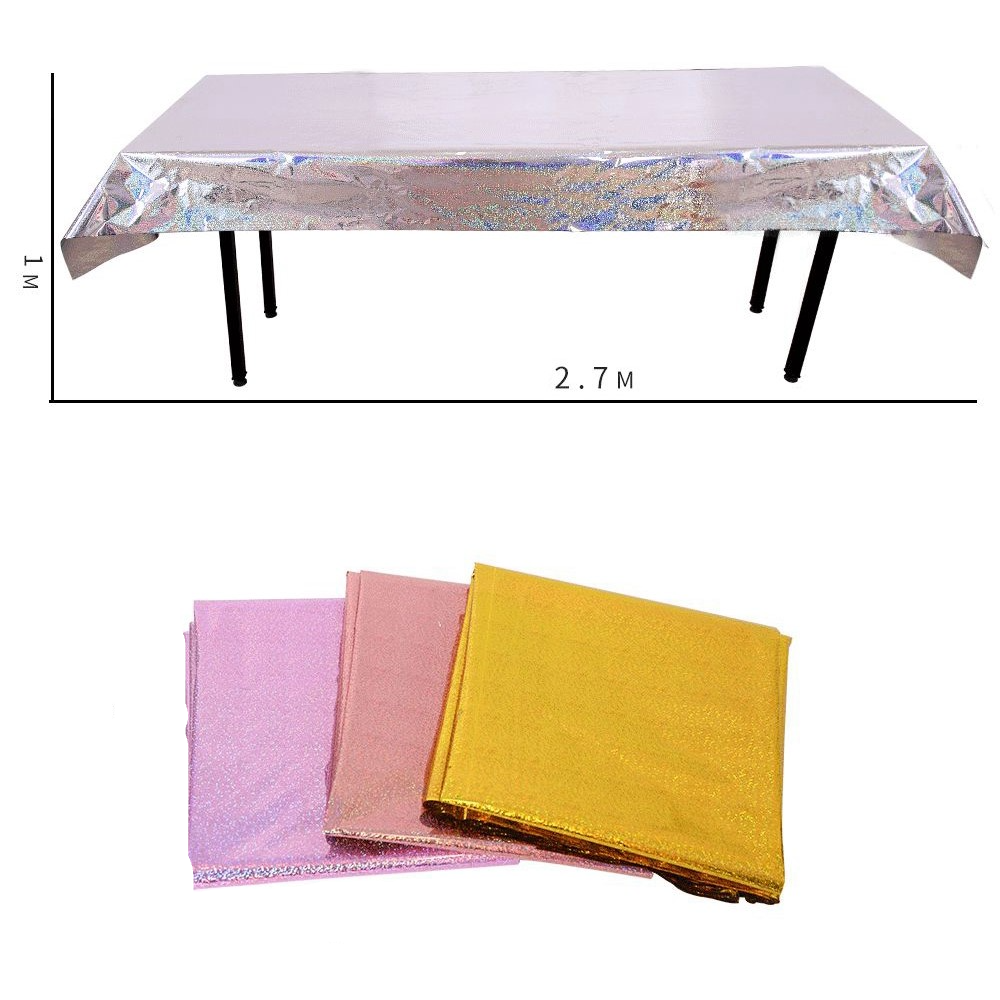 (270x100cm) Glitzer Deko Folien Tischdecke Party Dekoration Tisch Tuch Metallic Design - Gold