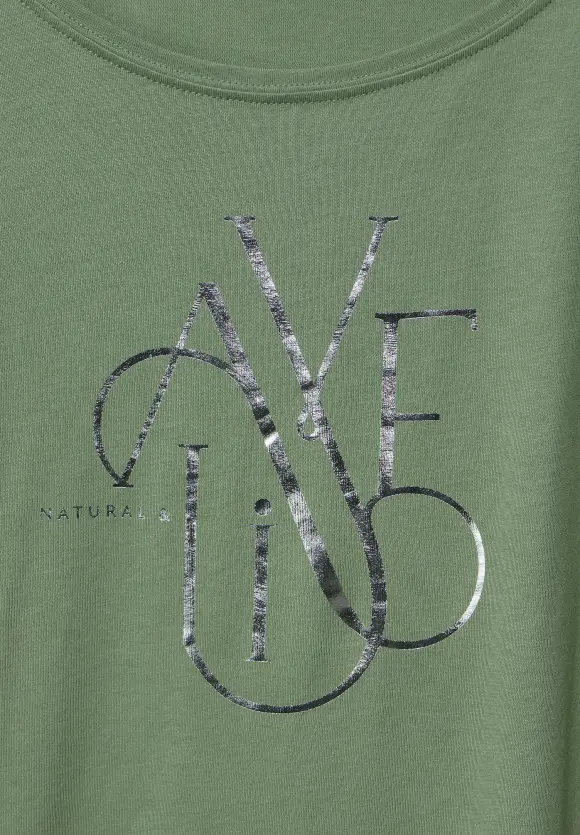 T-Shirt mit Wording - dry salvia green