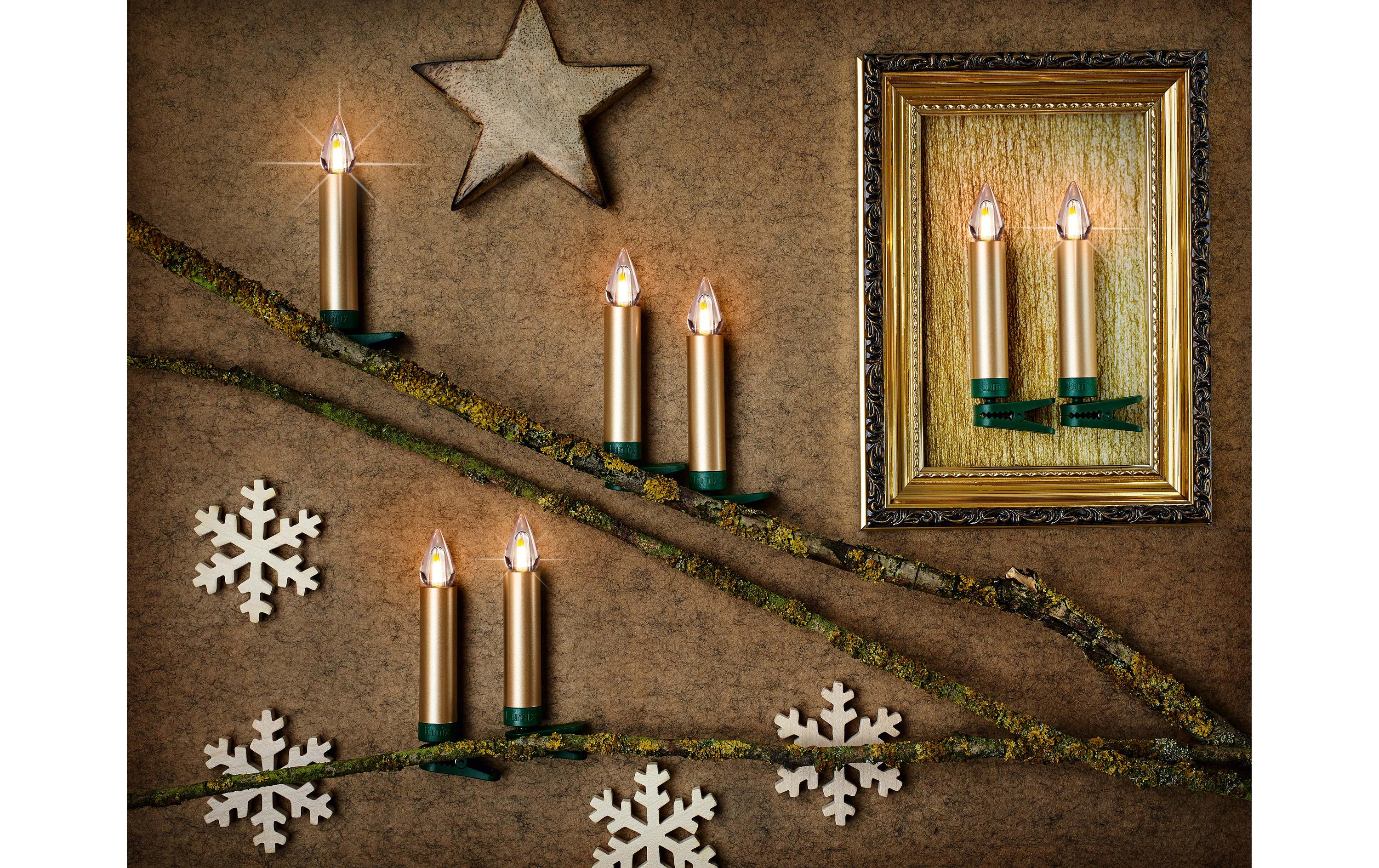 LED Baumkerze SuperLight Flame, Gold, 6er-SetErweiterungsset LED Christbaumkerze