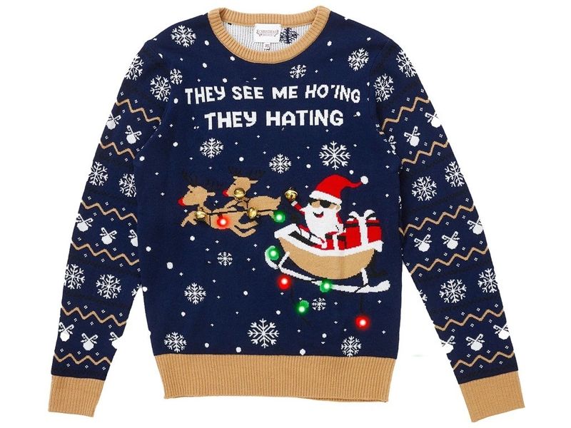 Christmas Sweats They see me ho’ing LED Sweater M Weihnachtspullover