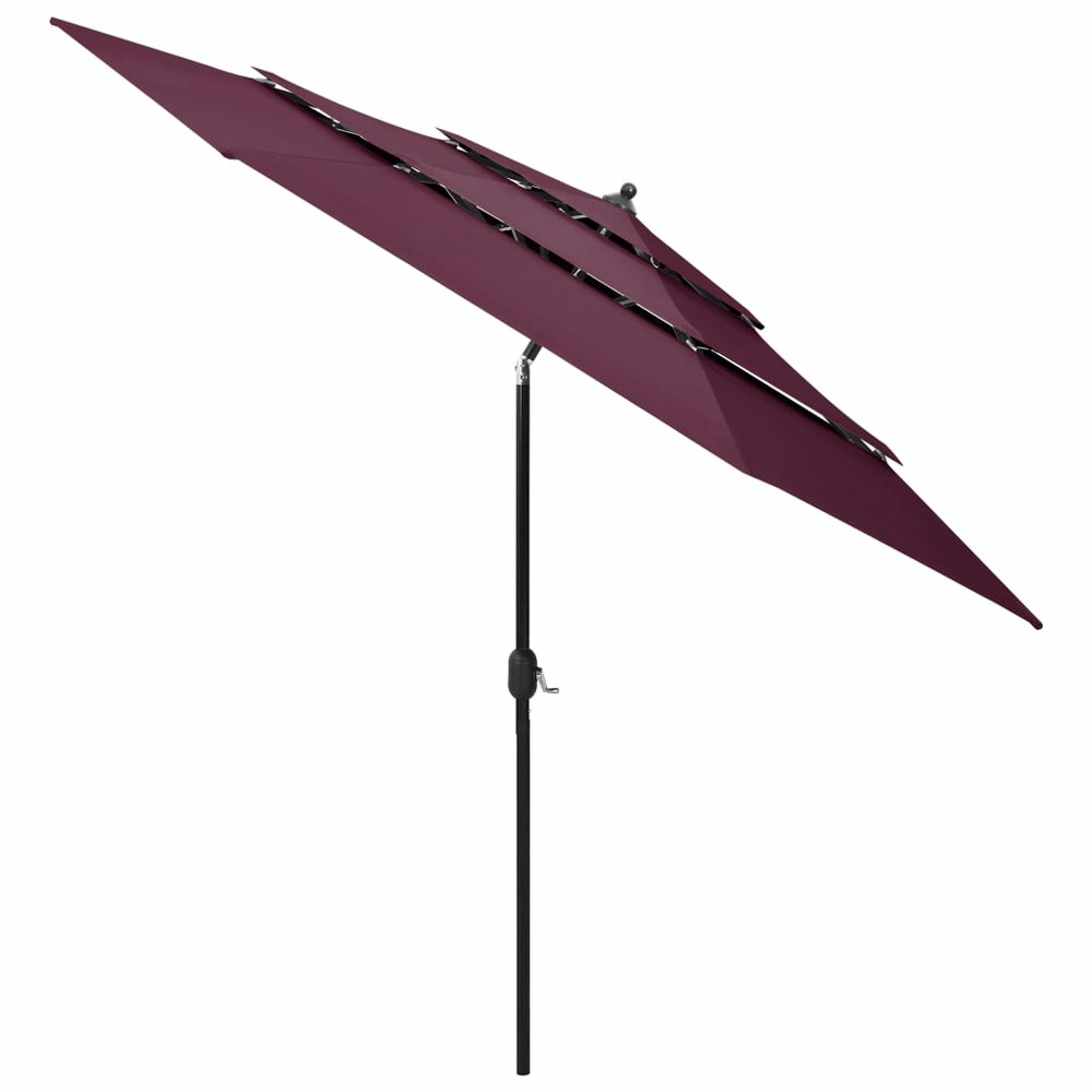 Parasol à 3 niveau x avec mât en aluminium 3 m bordeaux
