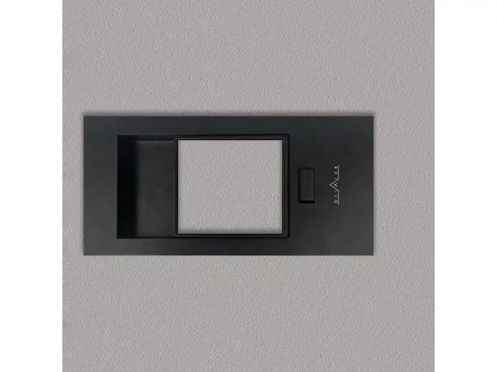 Bloc-porte pose fin de chantier collection Premium Miro avec poignée Exclusive noire, H.204 x l.73 cm, aspect cuir argile, réversible