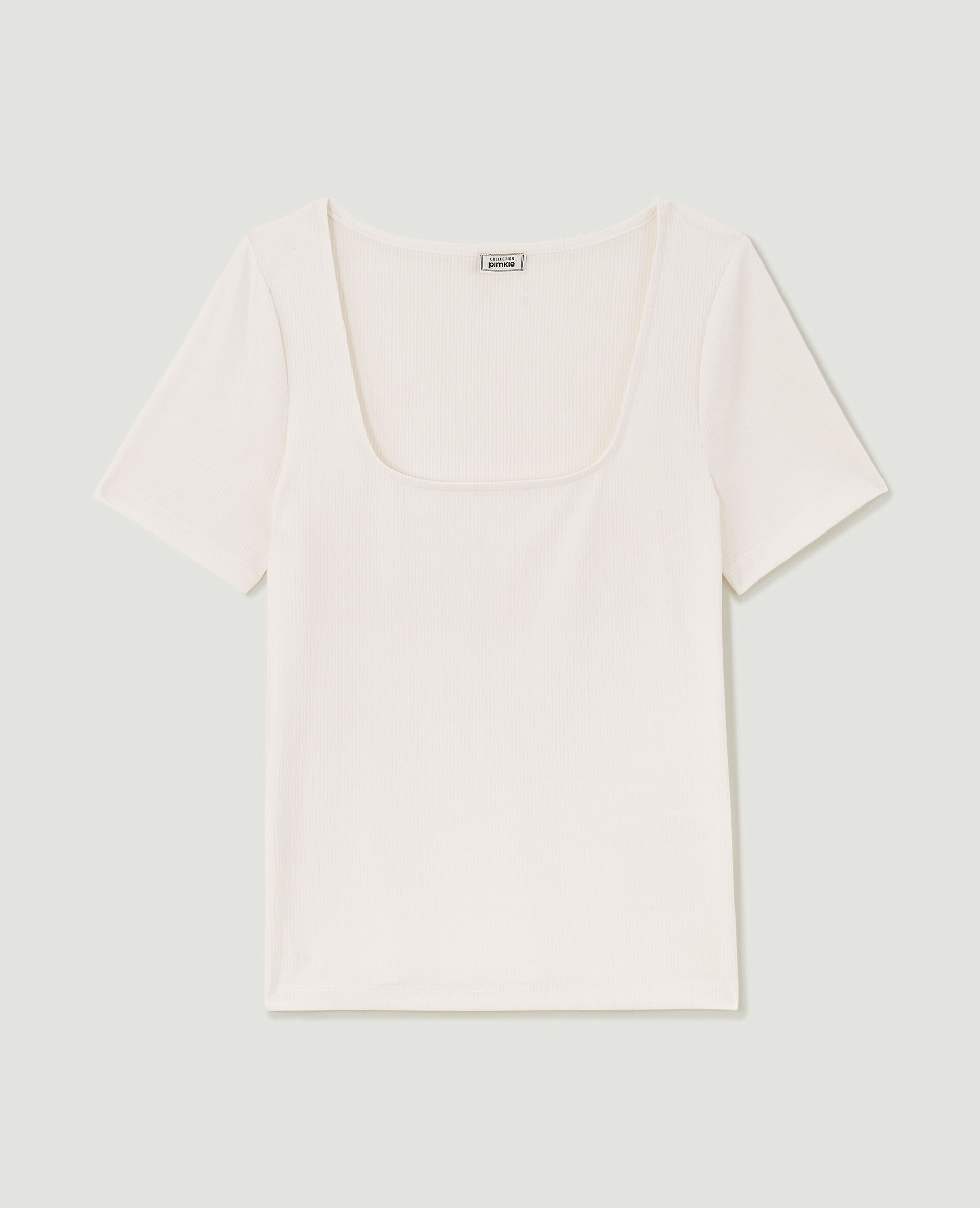 Top encolure carré maille côtelée - Blanc