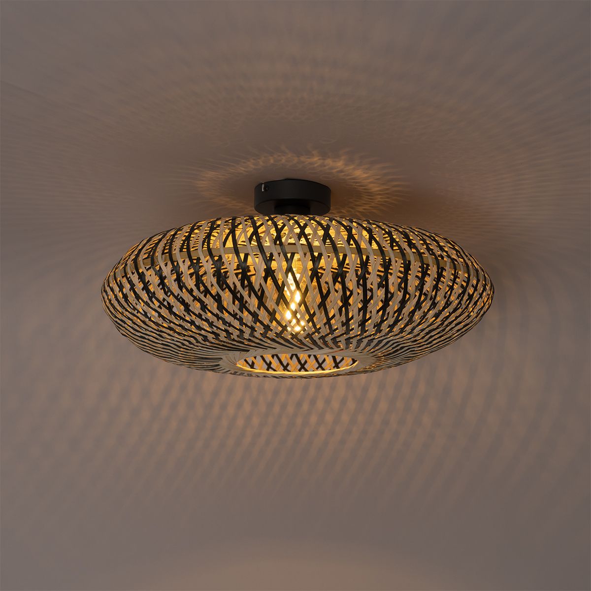 Oosterse plafondlamp zwart bamboe 50 cm - Ostrava