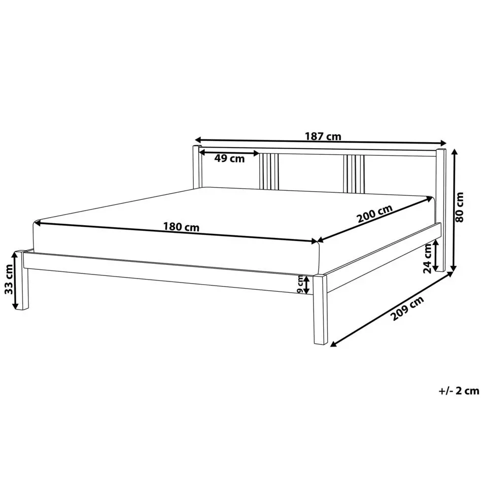 VANNES - Bed - Lichthout - 180 x 200 cm - Dennenhout