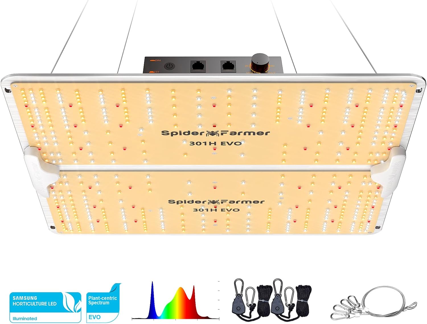 Spider Farmer SF2000Pro LED Grow Light mit Samsung LM301H EVO Dioden & Dimmbar Daisy Chain 200W LED Pflanzenlampe Vollspektrum Pflanzenlicht für Zimmerpflanzen Gemüse Blume
