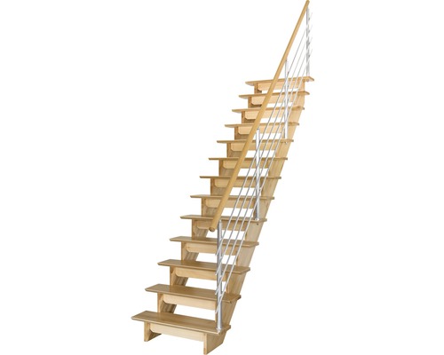 Pertura Linos beukenhouten trapboom, onbehandeld, recht, 85 cm, 12 treden / 13 stootborden