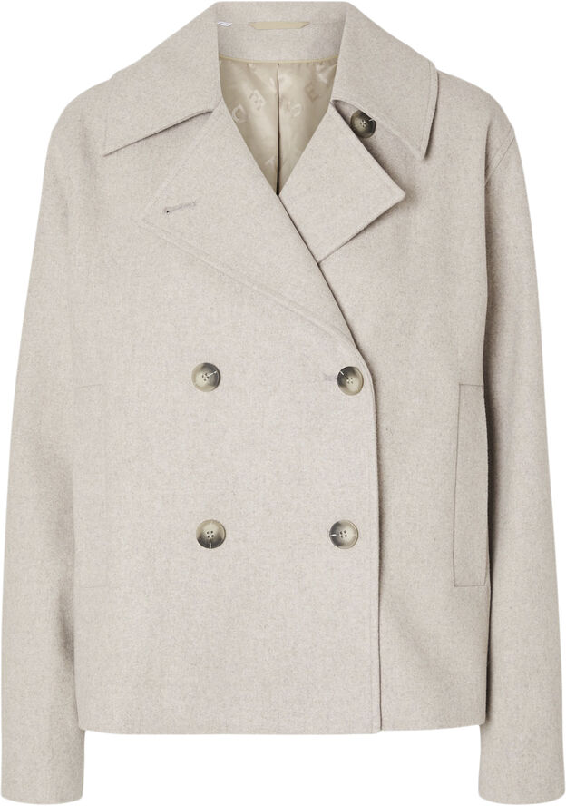 Selected Femme SLFALMA SHORT WOOL JACKET NOOS Sandshell/melange