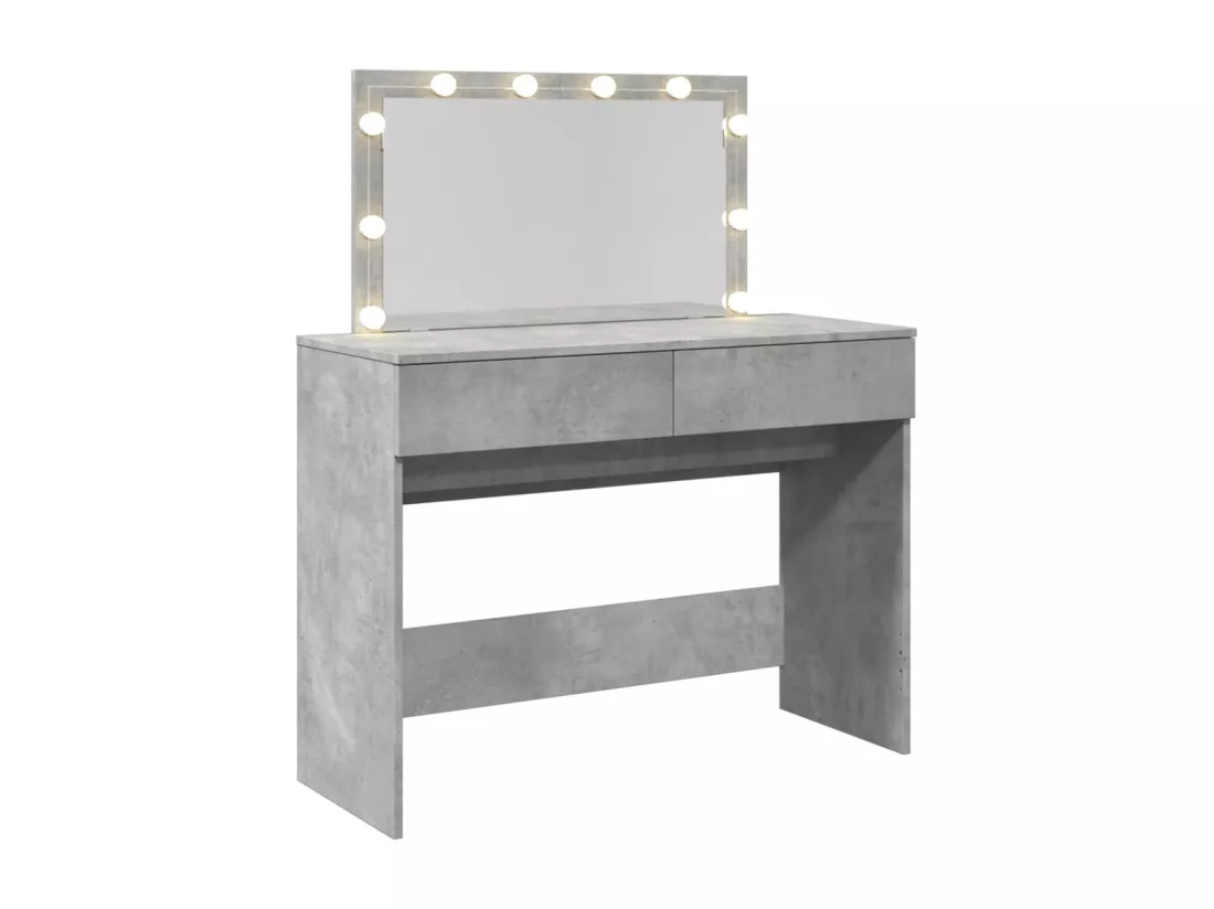 Coiffeuse avec LED gris béton 100x40x120 cm