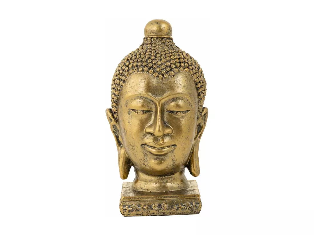 Bouddha décoratif en résine doré 14x13.5x23.5h