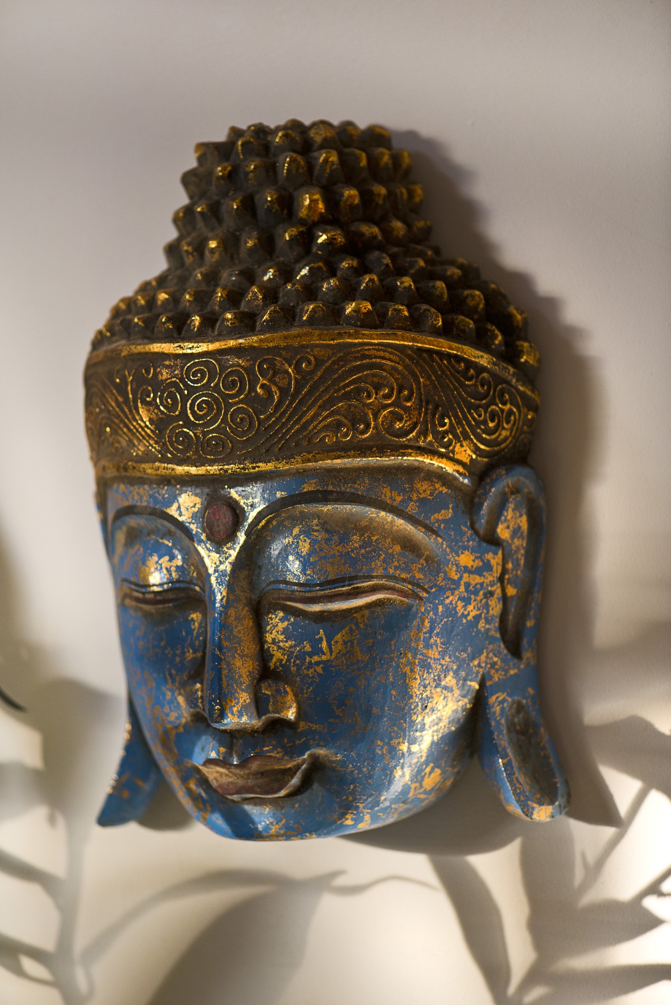 Buddha-Maske, blau, H 32 cm, B 22 cm, T 10 cm von fischer's lagerhaus