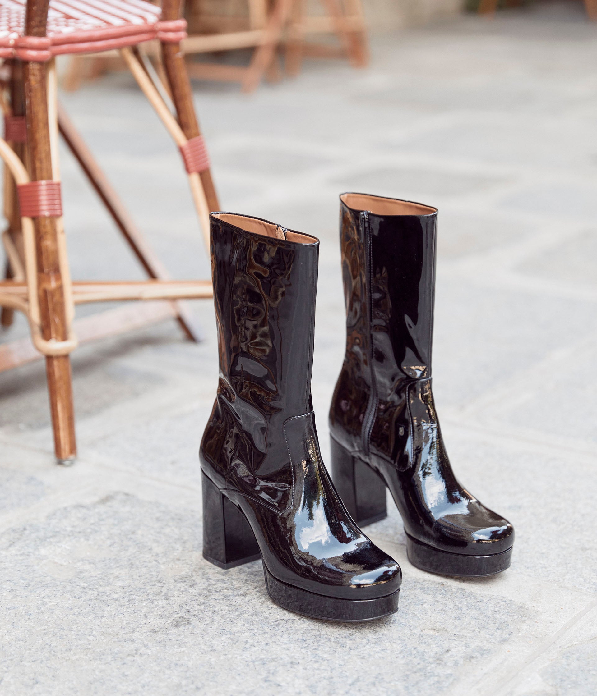 Bottes 70's noires Amélie