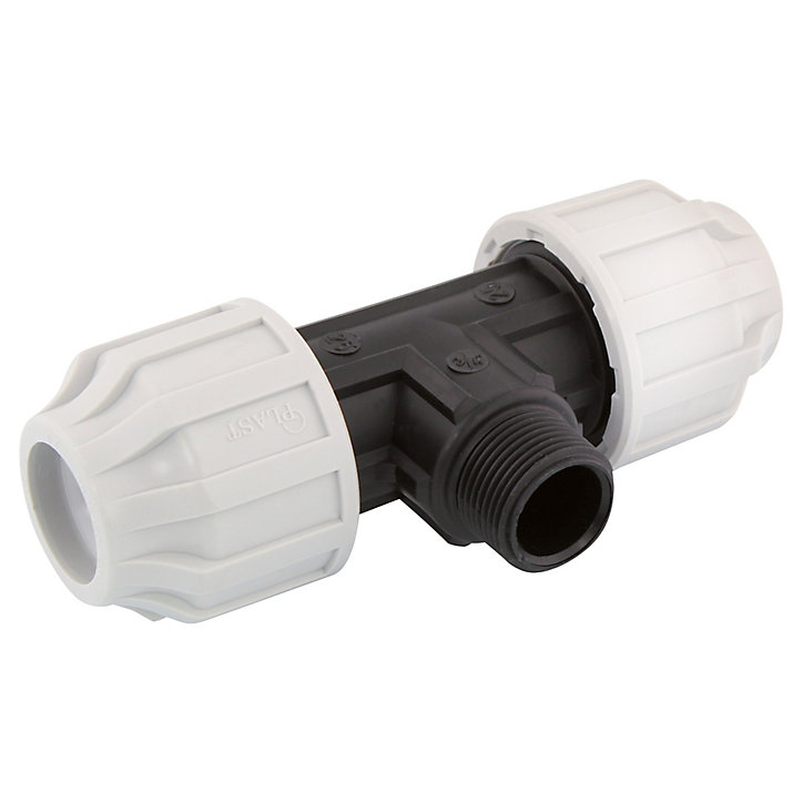 Té mâle Interplast PEHD Ø25 mm, 3/4 16 bar