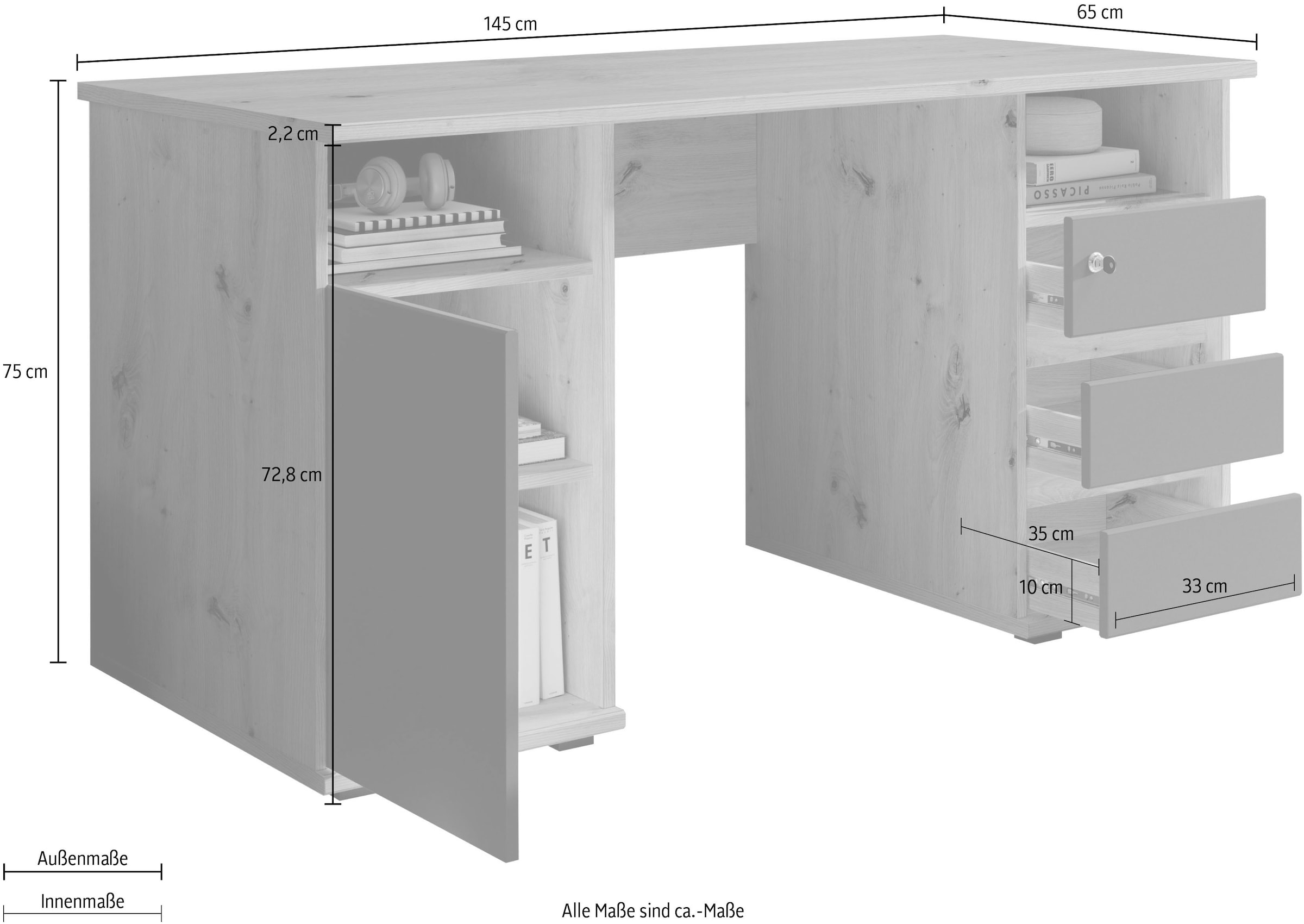 BEGA OFFICE Schreibtisch »Primus U2« mit Schubkasten abschliessbar, Gamingtisch geeignet