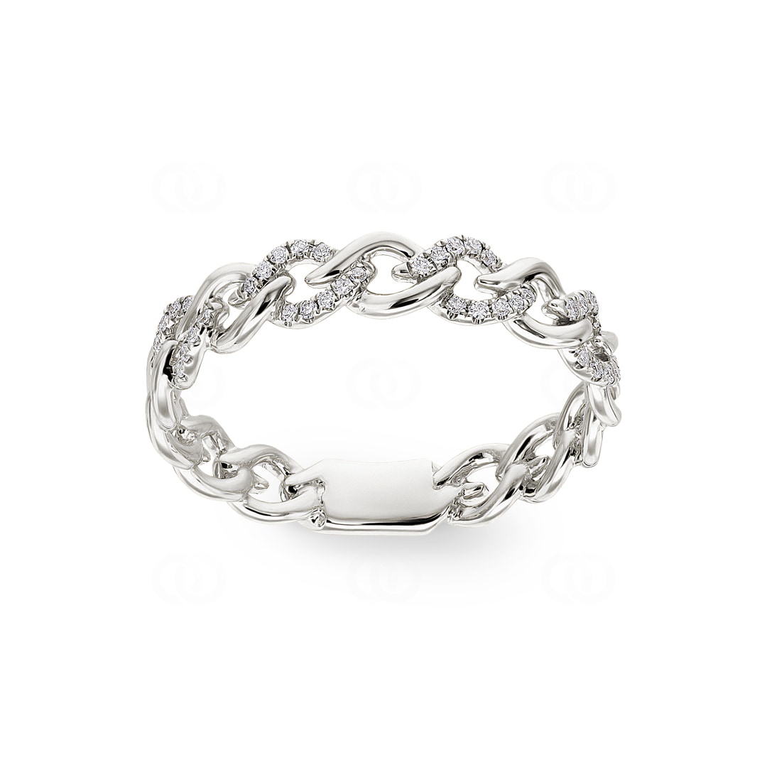 Panzerring 750/18 K Weissgold mit Diamanten 0.09 ct H/si