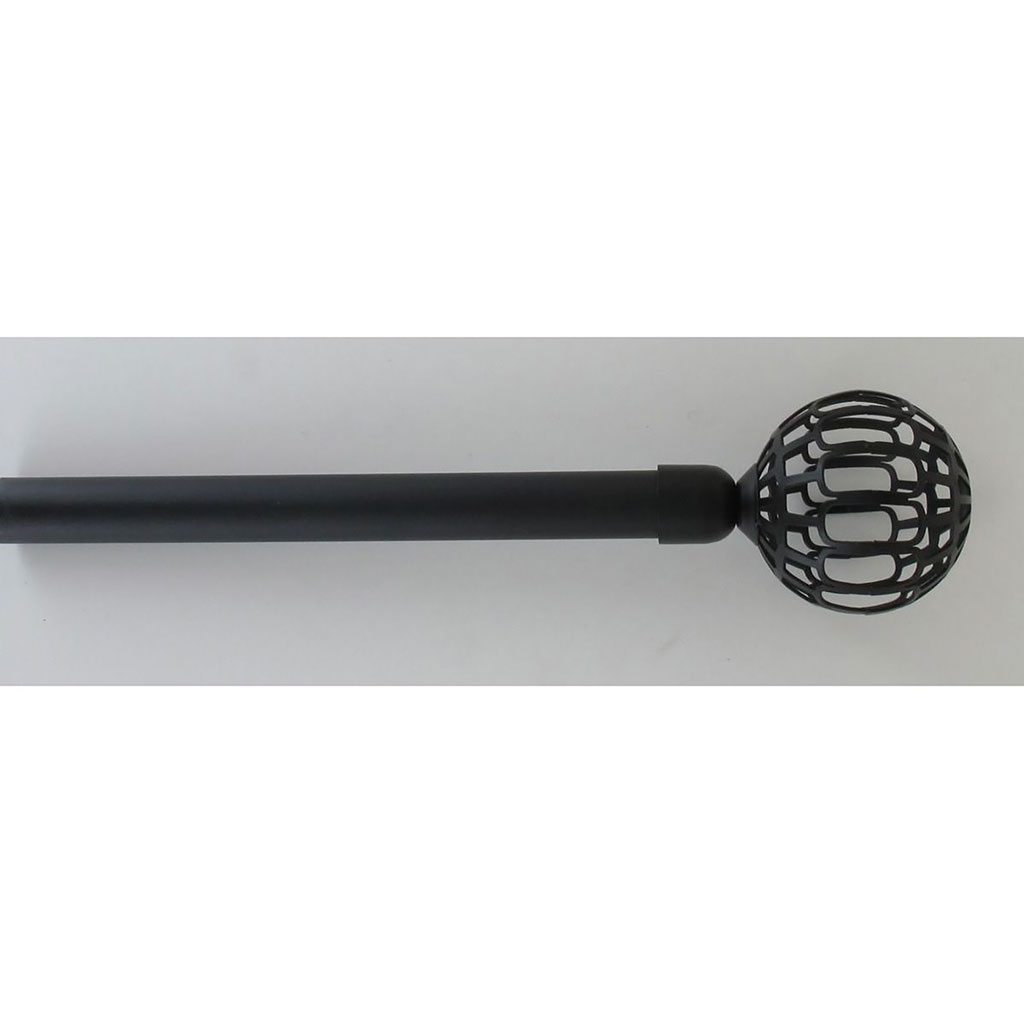 Kit tringle extensible et embout FACETTE 120-210cm noir mat D19mm