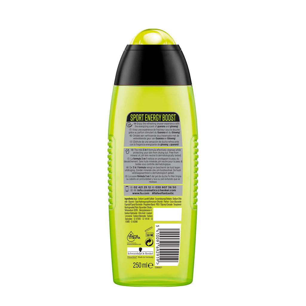 Men Sport Energy Boost douchegel - 6 x 250 ml - voordeelverpakking