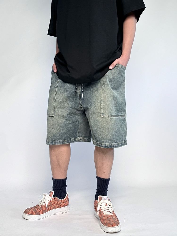 Adotuastic - Gewassen denim shorts met hoge taille
