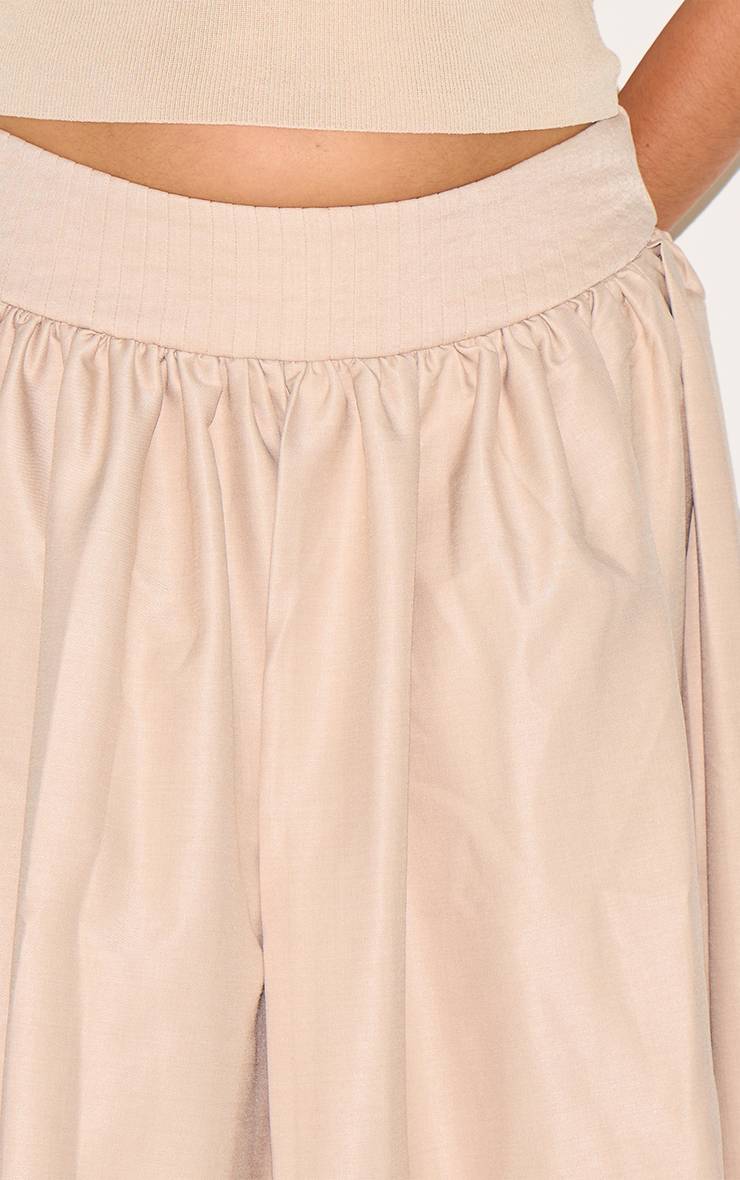 Sable Jupe Longue Grande Taille Tissée À Taille Basse Avec Empiècement Côtelé