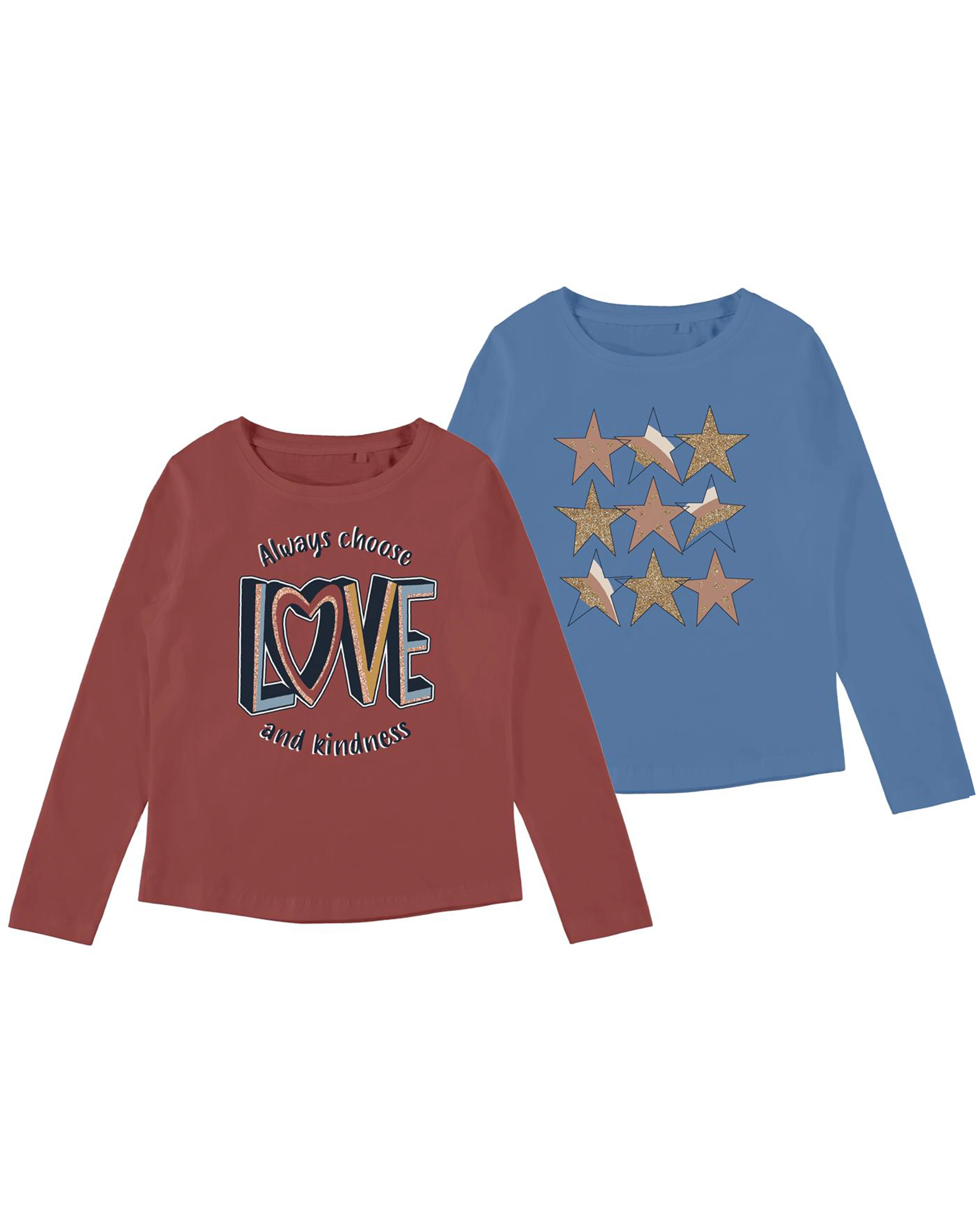Langarmshirt NMFVEEN 2er-Pack in spiced apple